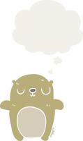 cartoon bear and thought bubble in retro style vector