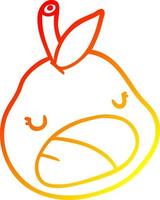 warm gradient line drawing cute pear vector