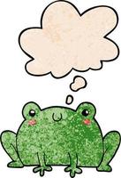 cartoon frog and thought bubble in grunge texture pattern style vector