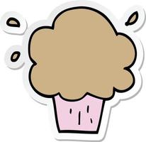 sticker of a cartoon cupcake vector