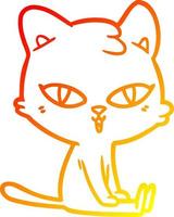 warm gradient line drawing cartoon cat vector