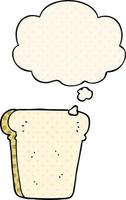 cartoon slice of bread and thought bubble in comic book style vector