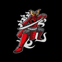 diseño de camiseta de vector de ilustración samurai