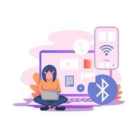 Wireless device connetion flat style illustration vector design