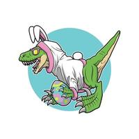 raptor wearinng bunny costume vector illustration design