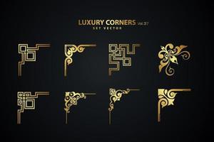 Vintage art deco luxury corner set. Vector golden geometric template for borders and frames