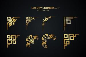 Vintage art deco luxury corner set. Vector golden geometric template for borders and frames