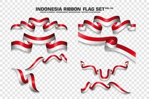 conjunto de banderas de cinta de indonesia, diseño de elementos, estilo 3d. ilustración vectorial vector