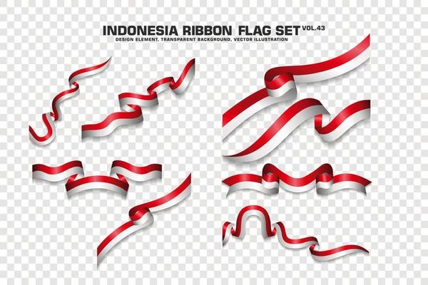 Indonesia Ribbon Flags Set, Element design, 3D style. vector Illustration