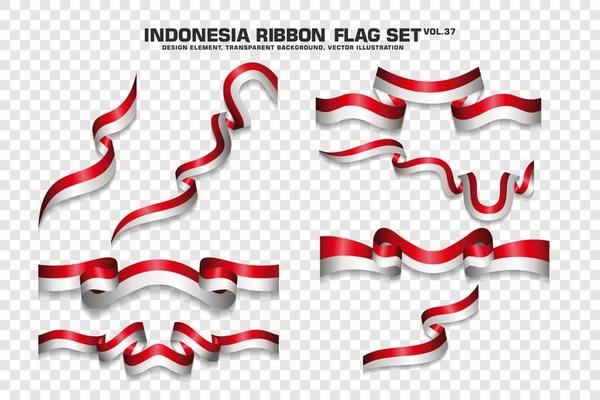 Indonesia Ribbon Flags Set, Element design, 3D style. vector Illustration