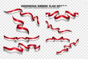 Indonesia Ribbon Flags Set, Element design, 3D style. vector Illustration