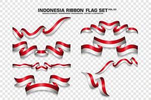 conjunto de banderas de cinta de indonesia, diseño de elementos, estilo 3d. ilustración vectorial vector