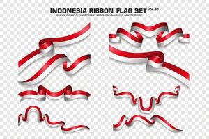 conjunto de banderas de cinta de indonesia, diseño de elementos, estilo 3d. ilustración vectorial vector