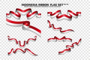 Indonesia Ribbon Flags Set, Element design, 3D style. vector Illustration