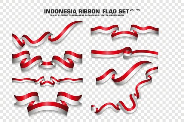 Indonesia Ribbon Flags Set, Element design, 3D style. vector Illustration