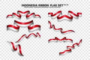 Indonesia Ribbon Flags Set, Element design, 3D style. vector Illustration