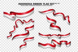 conjunto de banderas de cinta de indonesia, diseño de elementos, estilo 3d. ilustración vectorial vector