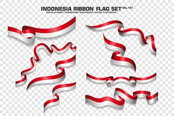 Indonesia Ribbon Flags Set, Element design, 3D style. vector Illustration