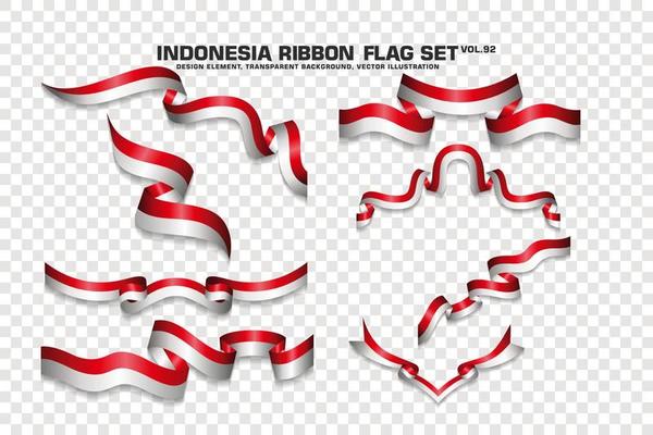 Indonesia Ribbon Flags Set, Element design, 3D style. vector Illustration