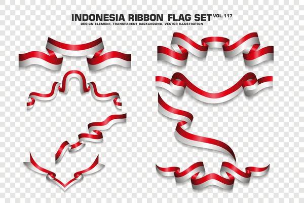 Indonesia Ribbon Flags Set, Element design, 3D style. vector Illustration