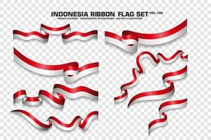 Indonesia Ribbon Flags Set, Element design, 3D style. vector Illustration