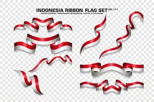 Indonesia Ribbon Flags Set, Element design, 3D style. vector Illustration