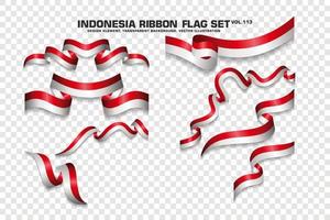 conjunto de banderas de cinta de indonesia, diseño de elementos, estilo 3d. ilustración vectorial vector