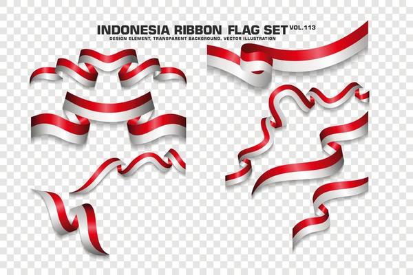 Indonesia Ribbon Flags Set, Element design, 3D style. vector Illustration