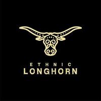 Golden Buffalo Longhorn Head Logo Design vector