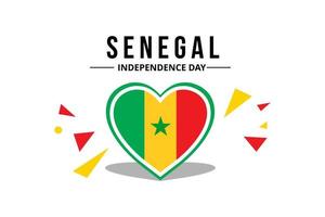 bandera de senegal en marco de forma de corazón para la celebración de la independencia vector