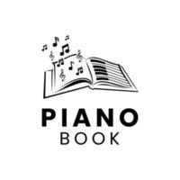 tono de libro y teclas de piano diseño de logotipo de instrumento musical vector