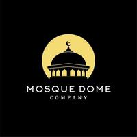 cúpula de mezquita con diseño de logotipo de silueta de luna y estrellas vector