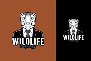 Cheetah Businessman, Cheetah Wearing Tuxedo Suit Tie for Company Logo, Brand, Business, Etc vector