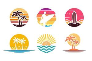 conjunto de colección de logotipos de surf y vacaciones de verano vector