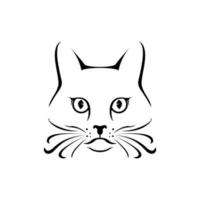 Simple Minimalist Cat Face Illustration Vector Design