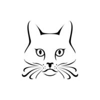 Simple Minimalist Cat Face Illustration Vector Design