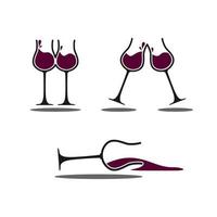 conjunto de vectores de ilustración de copa de vino