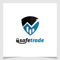 Shield With Financial Marketing Statistics Trading Logo Design Vector