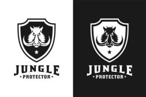 escudo de protección de seguridad con diseño de cara de jabalí cerdo cerdo vector