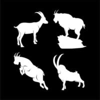 Mountain Goat Ibex Chamois Sheep Capra Silhouette Collection Vector Design