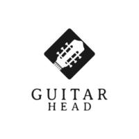 diseño de logotipo de cabeza de guitarra acústica vector