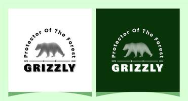 Inspiración en el diseño del logotipo del espectro de sonido de onda digital y el oso grizzly vector