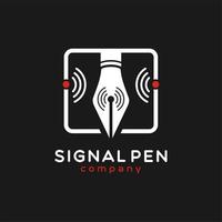 Ballpoint Pen And Network Signal Symbol For School University Network Logo Or Network Company vector