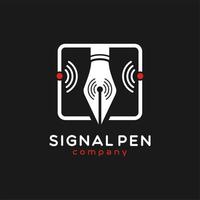 Ballpoint Pen And Network Signal Symbol For School University Network Logo Or Network Company vector