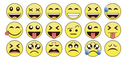 Emoticons Icon Set on White Background Vector Illustration