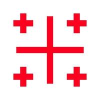 etiqueta cuadrada de georgia con los colores de la bandera nacional georgiana y cinco símbolos cruzados vector