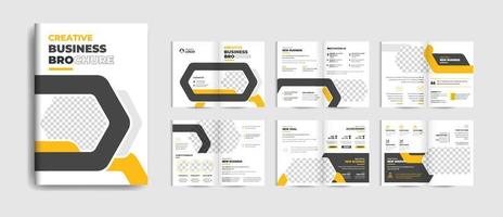 Yellow color pages professional corporate business brochure or booklet template, multi-page brochure design. vector