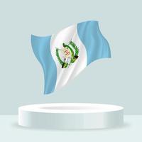 Guatemala flag. 3d rendering of the flag displayed on the stand. Waving flag in modern pastel colors. Flag drawing, shading and color on separate layers, neatly in groups for easy editing. vector