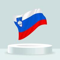 Slovenia flag. 3d rendering of the flag displayed on the stand. Waving flag in modern pastel colors. Flag drawing, shading and color on separate layers, neatly in groups for easy editing. vector