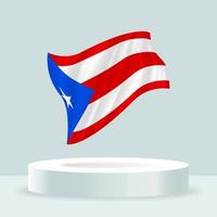 Puerto Rico flag. 3d rendering of the flag displayed on the stand. Waving flag in modern pastel colors. Flag drawing, shading and color on separate layers, neatly in groups for easy editing. vector